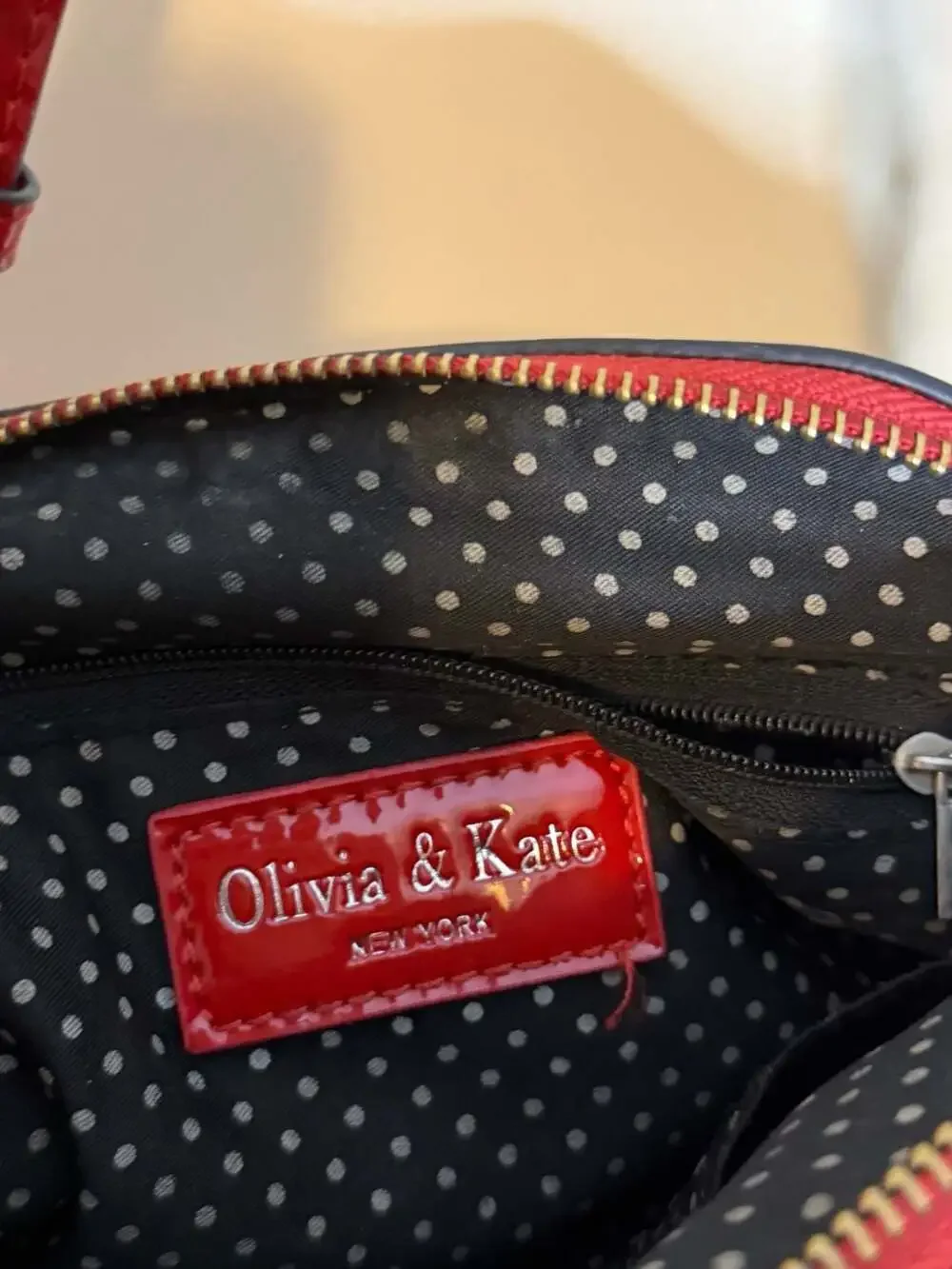 Olivia & Kate Red Quilted Patent Faux Leather Crossbody Shoulder Bag